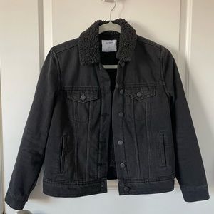 Old Navy Black Sherpa Lined Denim Jacket